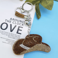 Diamond Rhinestone Sticky And Picture Printed Cowboy Hat Key Chain Shopping