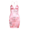 Image of Strappy Bow Backless Slim Fit Printed Sheath Dress Shopping