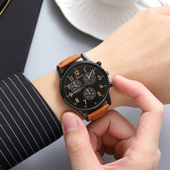 Men's Steel Strap Watch Business Fashion Three-eye Belt Shopping