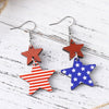 Image of Personalized Double Round Five-pointed Star Striped Earrings Shopping