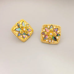 French Fashion Inlaid Color Shell Stud Earrings Shopping