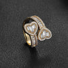 Image of Square And Round Mixed Inlaid Zircon Hip Hop Love Heart-shaped Ring Shopping