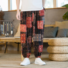 Men's Floral Loose Sports And Leisure Wide Leg Pants Shopping