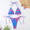 Image of Ladies Split Contrast Color Sexy Lacing Triangle Bikini Shopping