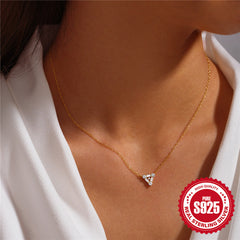 S925 Sterling Silver Personalized Triangle Diamond Short Necklace For Ladies Necklace Shopping