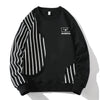 Image of Loose Sports Long-sleeved T-shirt Patchwork Stripes Printed Men's Clothing Round-neck Sweater Shopping