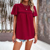 Image of Women's Solid Color Short-sleeved Patchwork Top Shopping