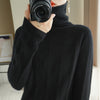 Image of Pure Wool Cascading Collar Pullover Loose Sweater Shopping