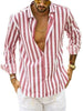 Image of Polo Collar Stripes Shirt Loose Shopping