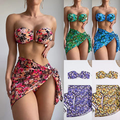 Swimwear Women's Split Metal U-shaped Three-piece Set