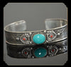 Image of Tibetan Turquoise Nepal Handmade Tibetan Silver White Copper Bracelet Opening Shopping