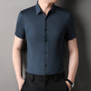 Image of Men's Fashion Seamless Non-ironing Solid Color Anti-wrinkle Tencel Shirt Shopping