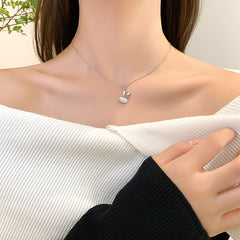 Silver Opal Bunny Necklace For Women Shopping