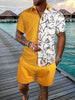 Image of Printed Flanging Vacation Short Sleeve Shorts Shirt Outfit Shopping