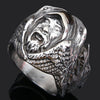 Image of Quake Wolf Head Ring Men's Vintage Rune Titanium Steel Ring Shopping