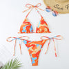 Image of Ladies Split Contrast Color Sexy Lacing Triangle Bikini Shopping