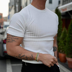 Men's Summer Sports Fitness Casual Round Neck Stretch Crew Neck Short Sleeve Shopping