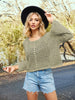 Image of Women's Bell Sleeve Loose Round Neck Hollow-out Top Shopping