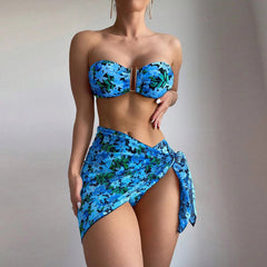 Swimwear Women's Split Metal U-shaped Three-piece Set Shopping