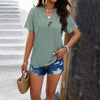 Image of Women's Temperament Pure Color V-neck T-shirt Shopping