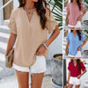 Image of Women's Temperament Pure Color V-neck Short-sleeved Top Shopping