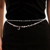 Image of Bohemian White Bead Hand-woven Crescent Moon Waist Chain Shopping