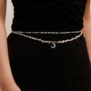 Image of Bohemian White Bead Hand-woven Crescent Moon Waist Chain Shopping