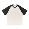 Image of Cotton Color-matching Raglan Sleeves Loose-fitting Casual T-shirt Shopping