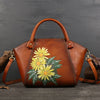 Image of Retro Hand-painted Tote Bag First Layer Cowhide Shopping