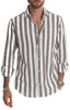 Image of Polo Collar Stripes Shirt Loose Shopping