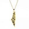 Image of Corrosion Tarnish Double-sided Polished Plant Pattern Pendant Stainless Steel Necklace Shopping