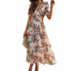 Image of Women's Printed Waist-controlled Short Sleeve Dress Shopping