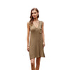 Image of V-neck Split Dress Loose Plus Size Women's Shopping