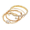 Image of Fashion Jewelry Vintage Personalized Twist Exaggerated Punk Diamond Open-ended Bracelet Suit 4 Pieces Shopping