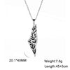 Image of Corrosion Tarnish Double-sided Polished Plant Pattern Pendant Stainless Steel Necklace Shopping