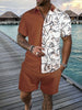 Image of Printed Flanging Vacation Short Sleeve Shorts Shirt Outfit Shopping