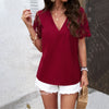 Image of Women's Elegant V-neck Jacquard Top Shopping