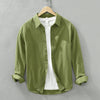 Image of Solid Color Long Sleeve Basic Men's Retro Casual Shirt Shopping