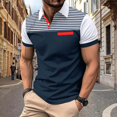 Men's Summer Stripes Printed Casual Short Sleeve Shopping