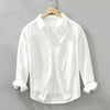 Image of Solid Color Long Sleeve Basic Men's Retro Casual Shirt Shopping