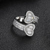 Image of Square And Round Mixed Inlaid Zircon Hip Hop Love Heart-shaped Ring Shopping