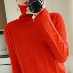 Pure Wool Cascading Collar Pullover Loose Sweater