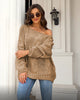 Image of Off-neck Cable-knit Pullover Loose-fitting Oversized Sweater Shopping