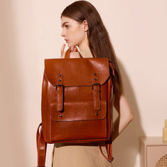 Leather Backpack Women's Wear-resistant Retro Shopping