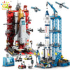 Image of HUIQIBAO Space Aviation Manned Rocket Building Blocks With Astronaut Figure City Aerospace Model Bricks Children Toys for Kids Shopping