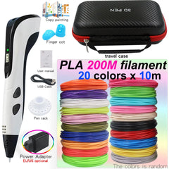 3D Pen for Children 3D Printing Pen with LED Screen 200M PLA and Power Adapter and Storage Box Christmas Birthday Gift for Kids Shopping