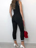 Image of Contrast Binding Tie Waist Casual Jumpsuit Women Rompers Sleeveless Summer One Piece Overall Shopping