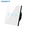 Image of BONDA Wall Touch Switch 220V EU Standard Tempered Crystal Glass Panel Power 1/2/3 Gang 1 Way Light Sensor Switches Waterproof - Shopping