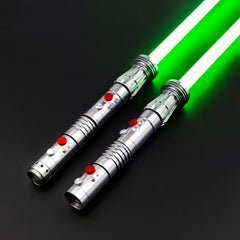 TXQSABER 2pcs Double Darth Maul Smooth Swing Lightsaber Handle+Blade Saber Metal Hilt Heavy Fighting RGB Light Jedi Laser Sword