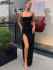 Image of Nibber red black New year christmas party long dresses women 2021 spring Basic bodycon lace up stretch Slim midi dresses femme Shopping